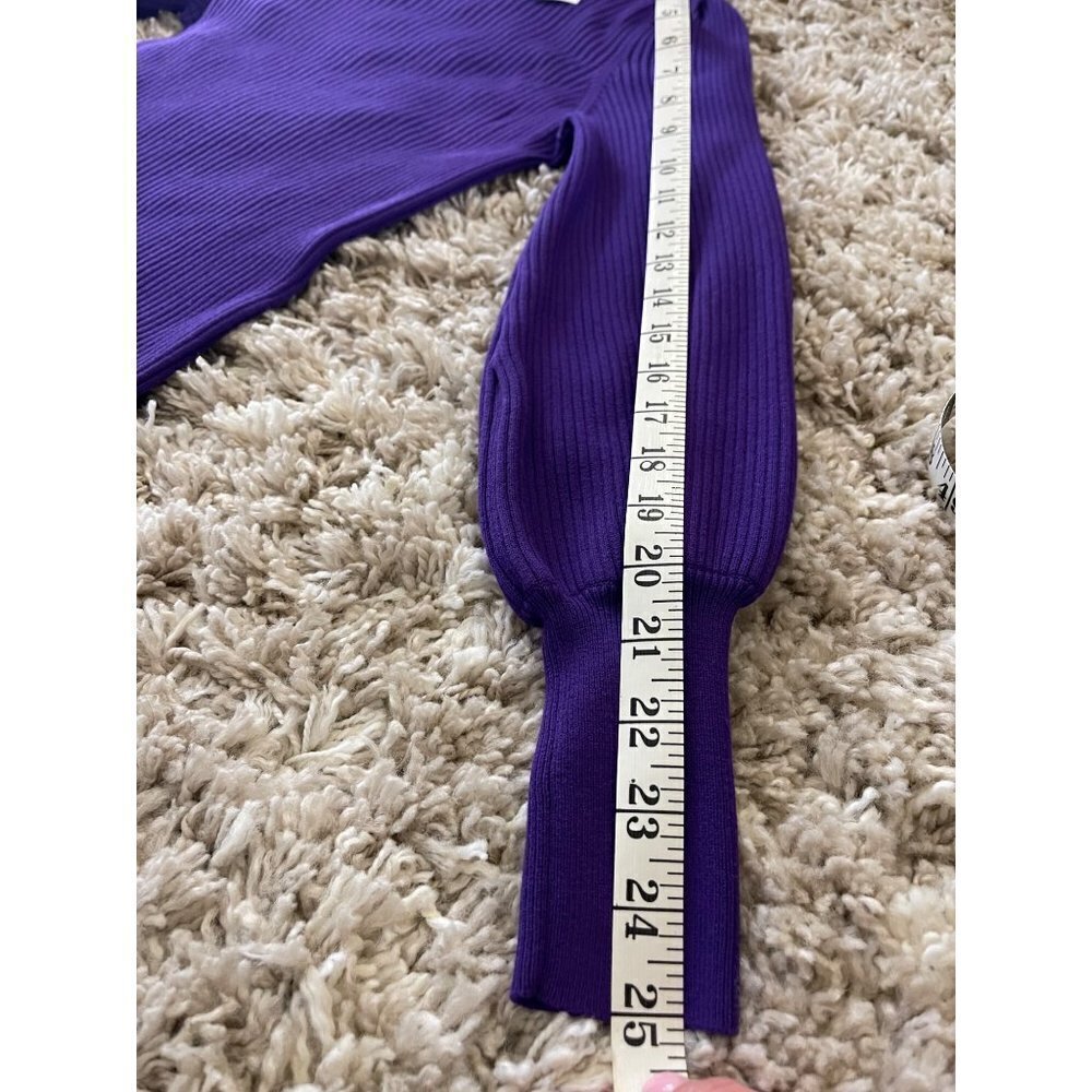 Banana Republic Ribbed Bodycon Long Sleeve Dress SZ XS Purple Stretch - Picture 8 of 12